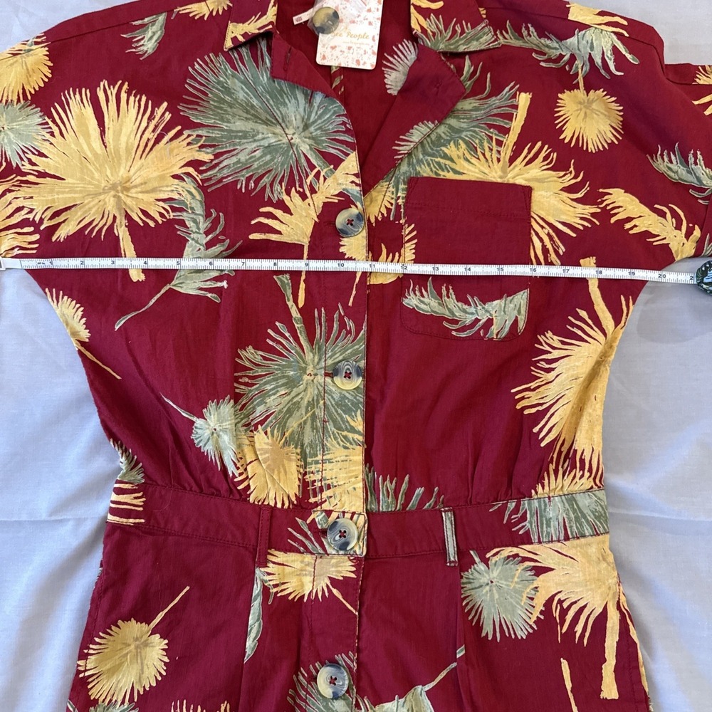 Free People Malibu Romper Women Size XS Red Tropical NWT Boho Beach $108 - Picture 5 of 11